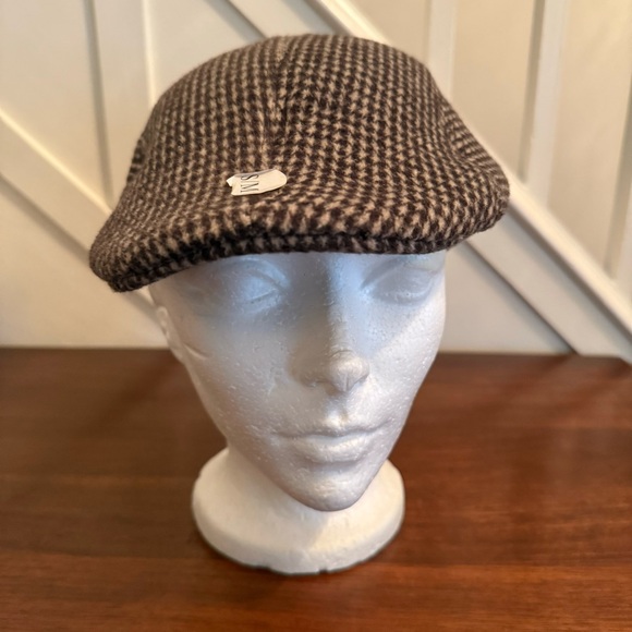 Men’s Brown Ivy Cap Houndstooth Flat Cap Peaky Blinder Cabbie Hat Vintage - Picture 6 of 13